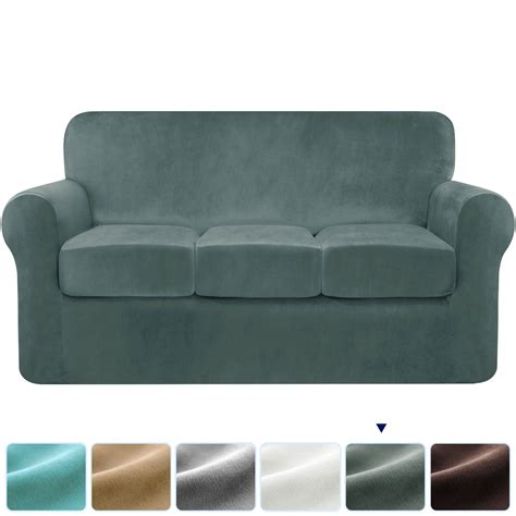Subrtex 4 Pieces Velvet High Stretch Washable Individual Cushion Sofa