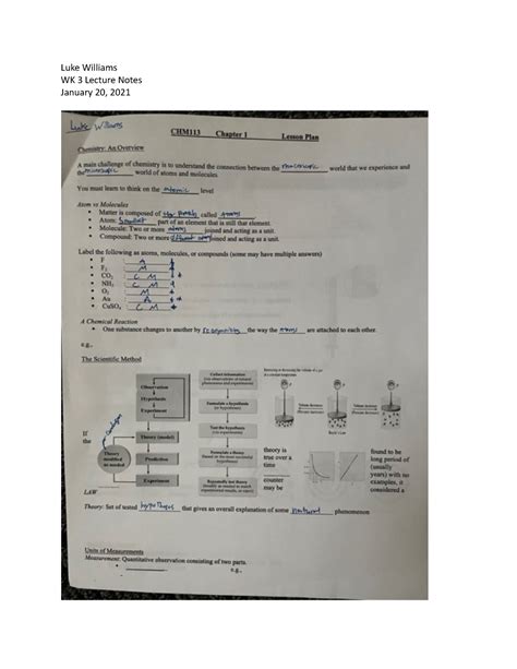 Wk3 Chem Notes CHM 113L Luke Williams WK 3 Lecture Notes January 20