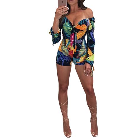 Sexy Printing Chest Wrap Jumpsuit Fashion Bodysuits Casual Rompers