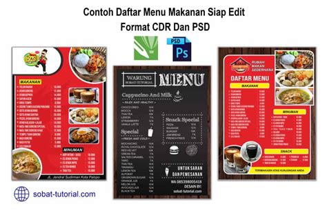 Contoh Daftar Menu Makanan Siap Edit Format Cdr Dan Psd Sobat Tutorial