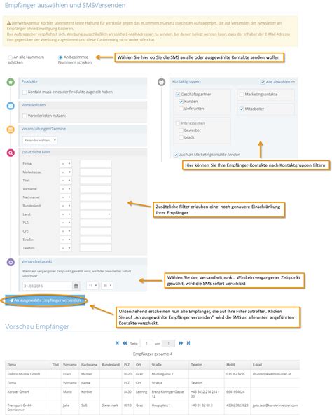 Versenden von SMS – 1Tool