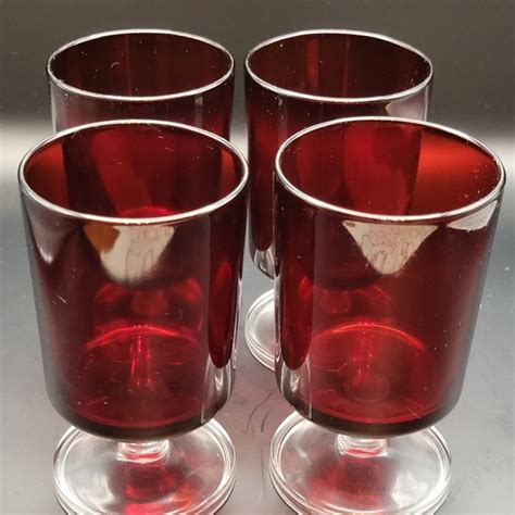 Dining Vintage Set Of 4 Arcoroc France Luminarc Cavalier Ruby Red Juice Glasses 4 Poshmark