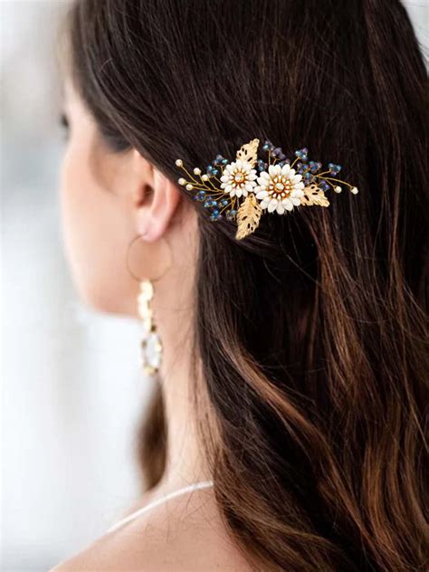 Amazon Unicra Flower Wedding Hair Comb Leaf Pearl Bridal