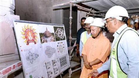 Yogi Inspects Progress Of Ram Temple Construction Work In Ayodhya