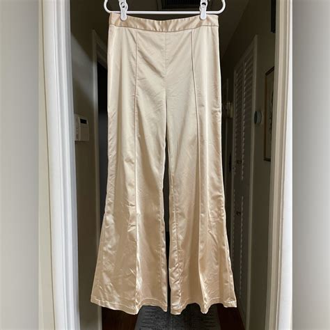 Euc Jonathan Simkhai Wide Leg Satin Finish Trousers Gem