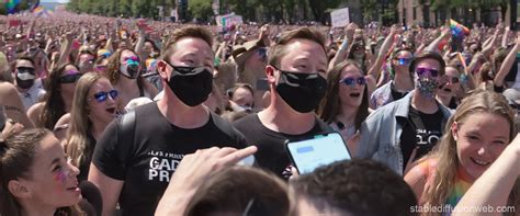 Elon Mask S Face Is Seen In The Crowd At The Gay Pride Parade Prompts