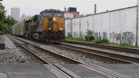 K Q Westbound Autorack Train Passing At Bush St