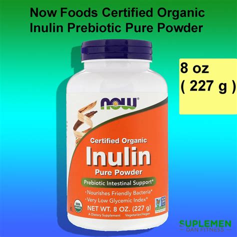 Now Foods Certified Organic Inulin Prebiotic Pure Powder 8 Oz 227g