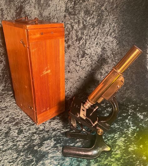 Zero Stock Antique Brass Microscope Atco Germany Explorer Antiques