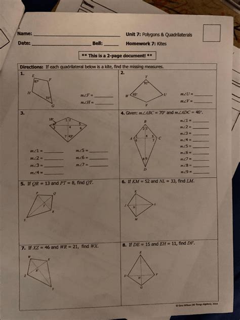 Unit 7 Polygons And Quadrilaterals Answers Unit 7 Polygons