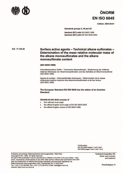 ONORM EN ISO 6845 2003 Surface Active Agents Technical Alkane