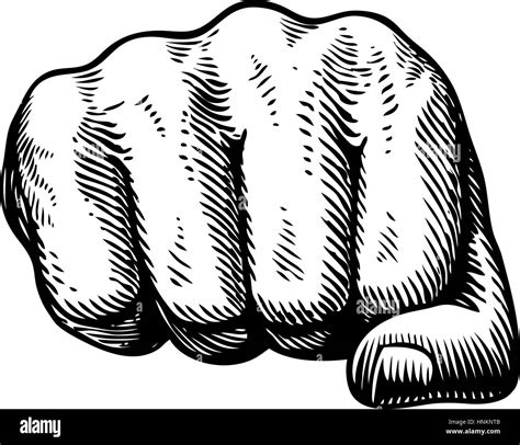 Fist Hand Gesture Sketch Punch Symbol Vector Illustration Isolated