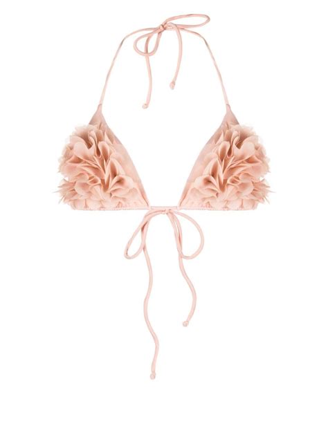 LA REVECHE Shayna Floral appliqué Bikini Top Pink Editorialist