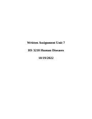 HS 3210 WA UNIT 8 B Docx Written Assignment Unit 7 HS 3210 Human