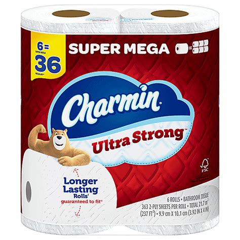 Charmin Ultra Strong Toilet Paper Super Mega Rolls Sheets Per