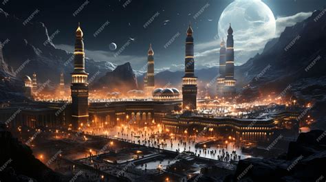 Premium AI Image | Mecca at night Landscape view