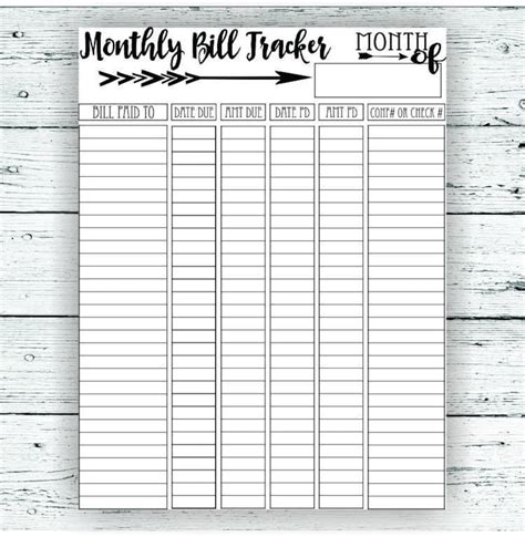 Free Monthly Bill Tracker Template