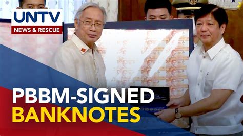 Bsp Presents To Pres Marcos Jr New Banknotes Bearing His Signature Youtube