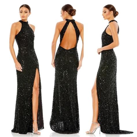 Mac Duggal Dresses Mac Duggal 412 Sequin Halter Open Back Gown