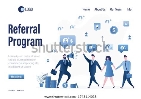 Referral Program Landing Page Template Promotion Stock Vector (Royalty ...