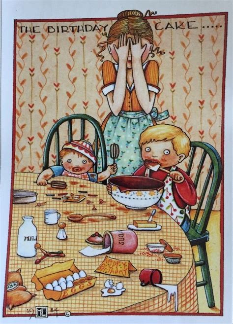 The Birthday Cake Large Handmade Fridge Magnet Mary Engelbreit Artwork