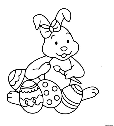 Coloriage Lapin De Paques Et Oeufs Facile Maternelle