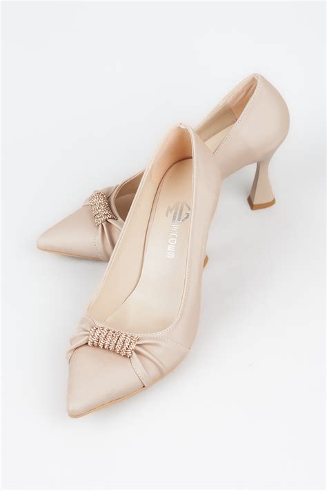 Kadın Nude Renk Kare Topuklu Ayakkabı