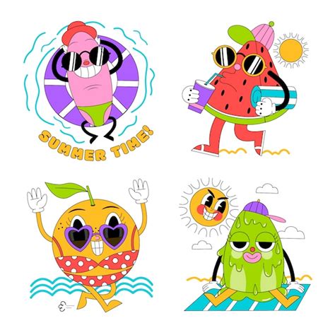 Premium Vector Acid Summer Stickers Collection