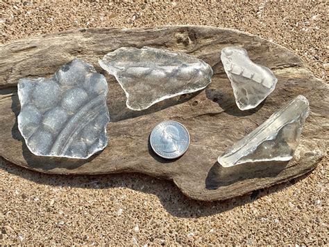 Rare Textured Genuine Beach Glass Clear Lake Erie Beach Glass Free