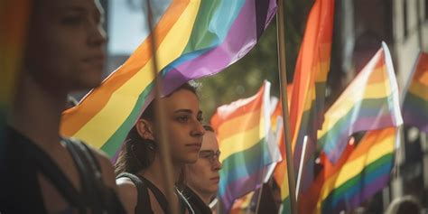 Los jóvenes ondean banderas y carteles del arcoíris en el desfile del