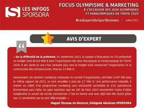 Linfographie des J O 2020 par Sporsora Sport Stratégies