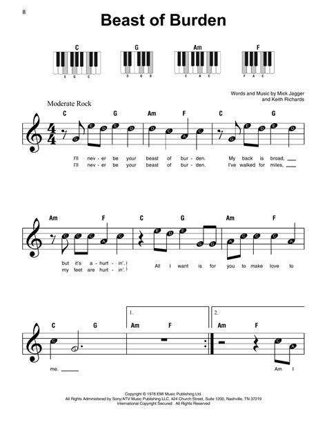 The Rolling Stones Beast Of Burden Sheet Music Notes, Chords | Easy ...