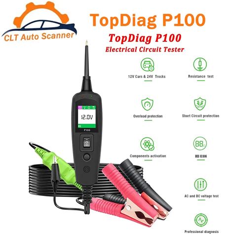 TopDiag P100 Electric Circuit Tester Power Scan OBD2 Battery Tester OBD