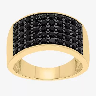 Mens 2 CT T W Natural Black Diamond 14K Gold Over Silver Fashion Ring