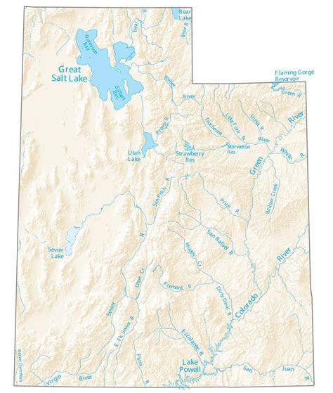 Utah Lakes and Rivers Map - GIS Geography