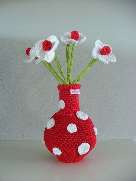 Stylish Dots Crochet Flower Vases - Vibrant Home Decor