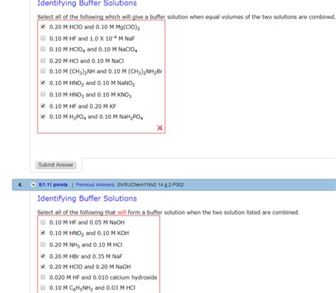 Solved Identifying Buffer Solutions Select All Of The