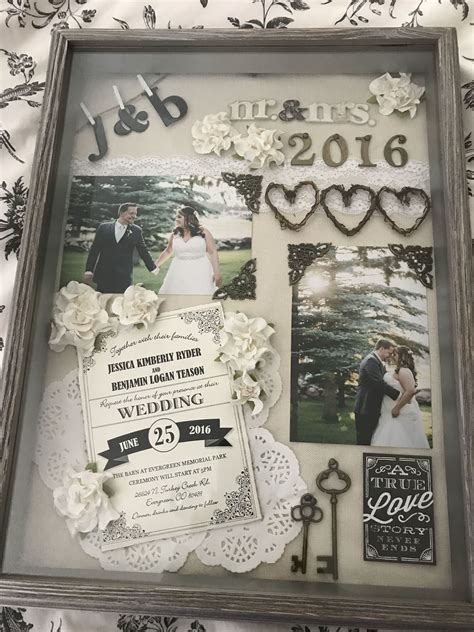 Wedding Shadow Box Anniversary Present Rustic Wedding Craft