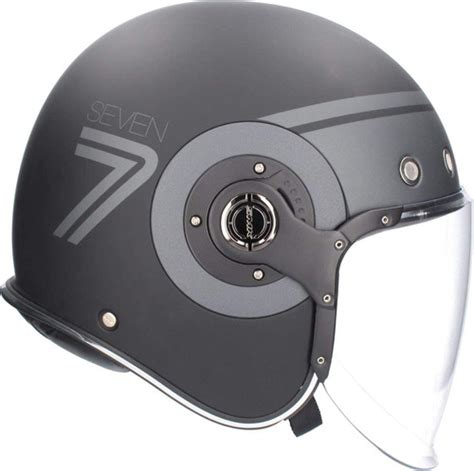 Capacete Moto Aberto Smk Retro Jet Seven Preto Fosco Cinza