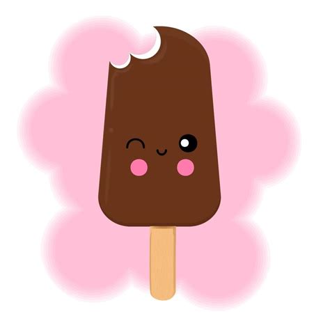 Helado De Chocolate Estilo De Dibujos Animados Kawaii Lindo Estampado