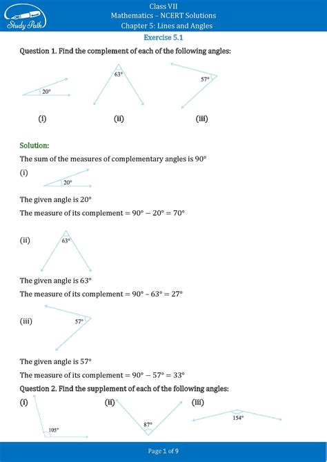 NCERT Solutions For Class 7 Maths Chapter 5 Lines And Angles Study Path