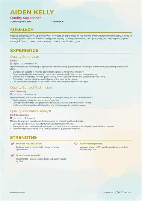 5 Quality Supervisor Resume Examples And Guide For 2023