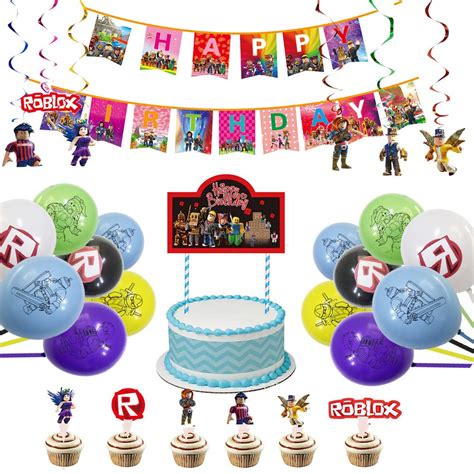 Buy Roblox Party Decoration 48 Pieces Game Birthday Decoration Happy Birthday Banner Latex