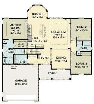 House Plan Ranch Style With Sq Ft Bed Bath