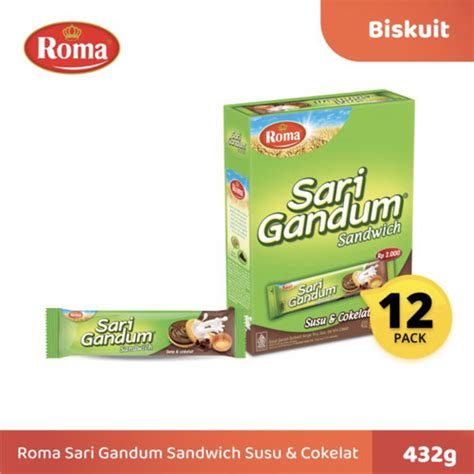 Jual Roma Sari Gandum Sandwich Susu Coklat Kemasan Box Isi 12 Pcs