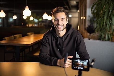 Premium Ai Image Young Male Influencer Recording A Candid Video For