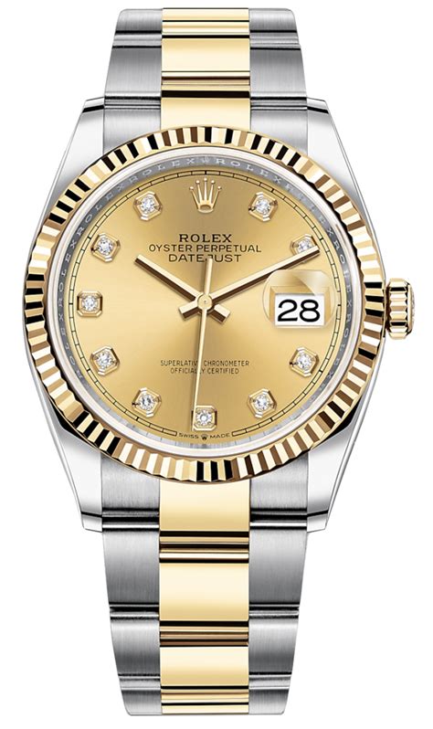 126233 Champagne Diamond Oyster Rolex Datejust 36mm Stainless Steel And