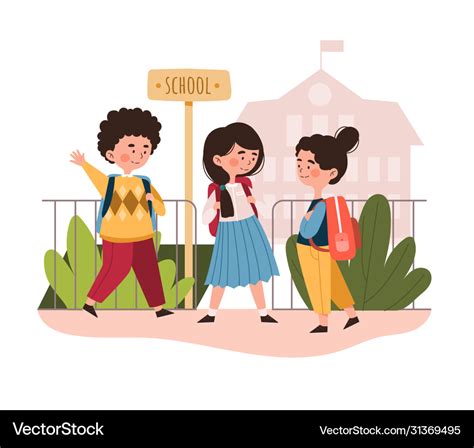 Group Young School Children Meeting Royalty Free Vector