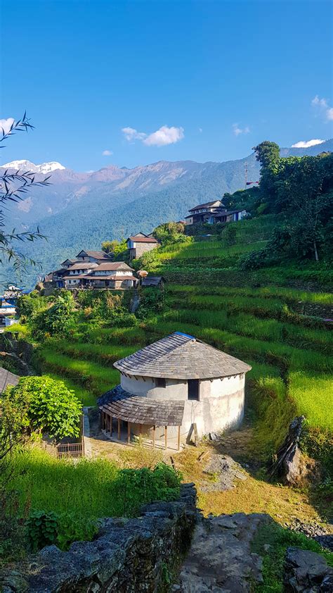 Bhujung Village Lamjung Nepal Traditional Round House Nepal Travel Nepal Culture