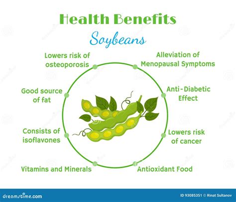 Health Benefits of Soybeans. Natural Eco-friendly Vegetarian Nutrition. Flat Style Stock Vector ...